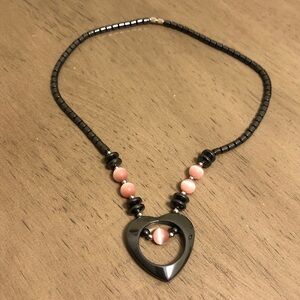 Black and Pink Hematite Healing Beaded Necklace